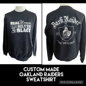 Oakland Raider Custom Made Black Long Sleeve Crewneck Sweatshirt Size Medium-Vin